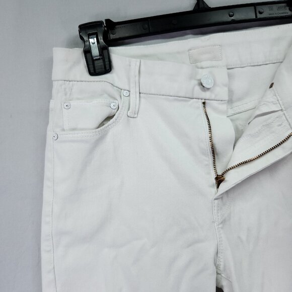 Mother Jeans Women’s 27 Mid Waisted Looker Ankle Fray Glass Slipper White - Picture 5 of 14